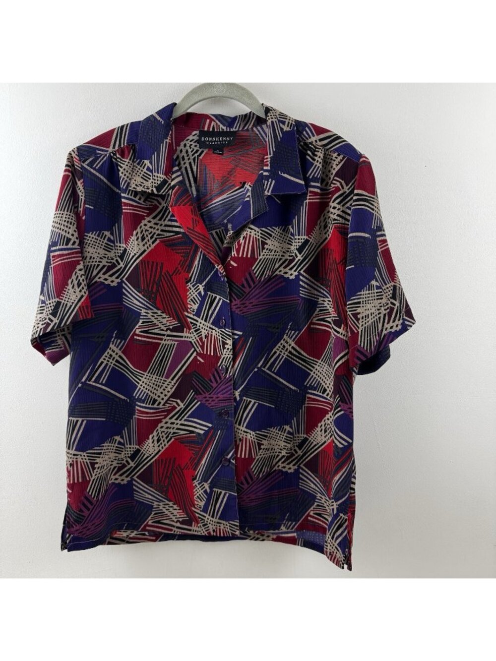 DonnKenny Sz Large Multicolored Lightweight Short Sleeve Button Up Tunic Top